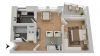 Gemütliche 2-Zimmer-Wohnung mit Balkon in München-Moosach! - Grundriss 3D